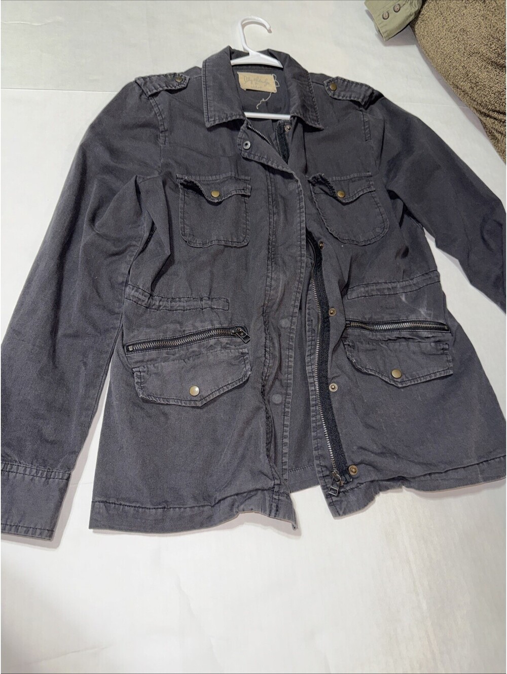 Velvet By Graham & Spencer Jacket Womens M Black Military Utility Zip Cargo